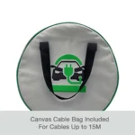 Canvas cable bag is included for cables up to 15 metres