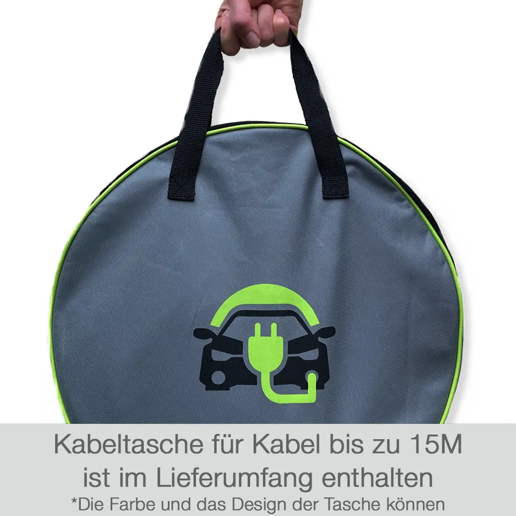 Eine Kabel-Tasche aus Segeltuch für Kabel bis zu 15 Metern ist im Lieferumfang enthalten