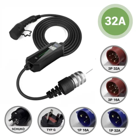 Mercedes Multi-Adapter-Ladegerät für 1-phasige und 3-phasige 32A- und 16A-CEE-Steckdosen und 230V-Haushaltssteckdosen