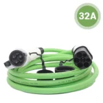 typ1-auf-typ2-ladekable-32a-grun Foto des Ladekabels vom Typ 1 auf Typ 2