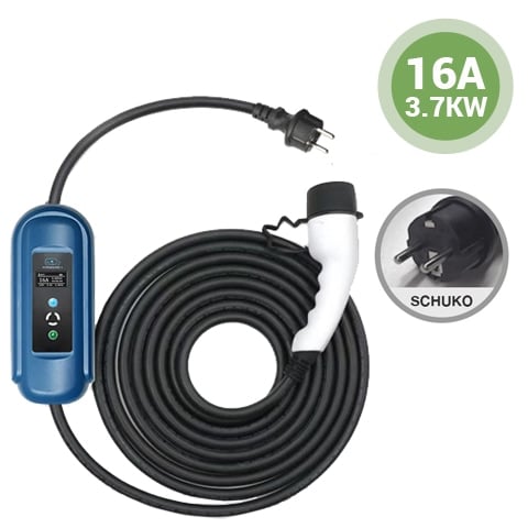 Type 2 to Schuko Charger 8A 10A 13A 16A For A 2 pin Type F Euro Socket